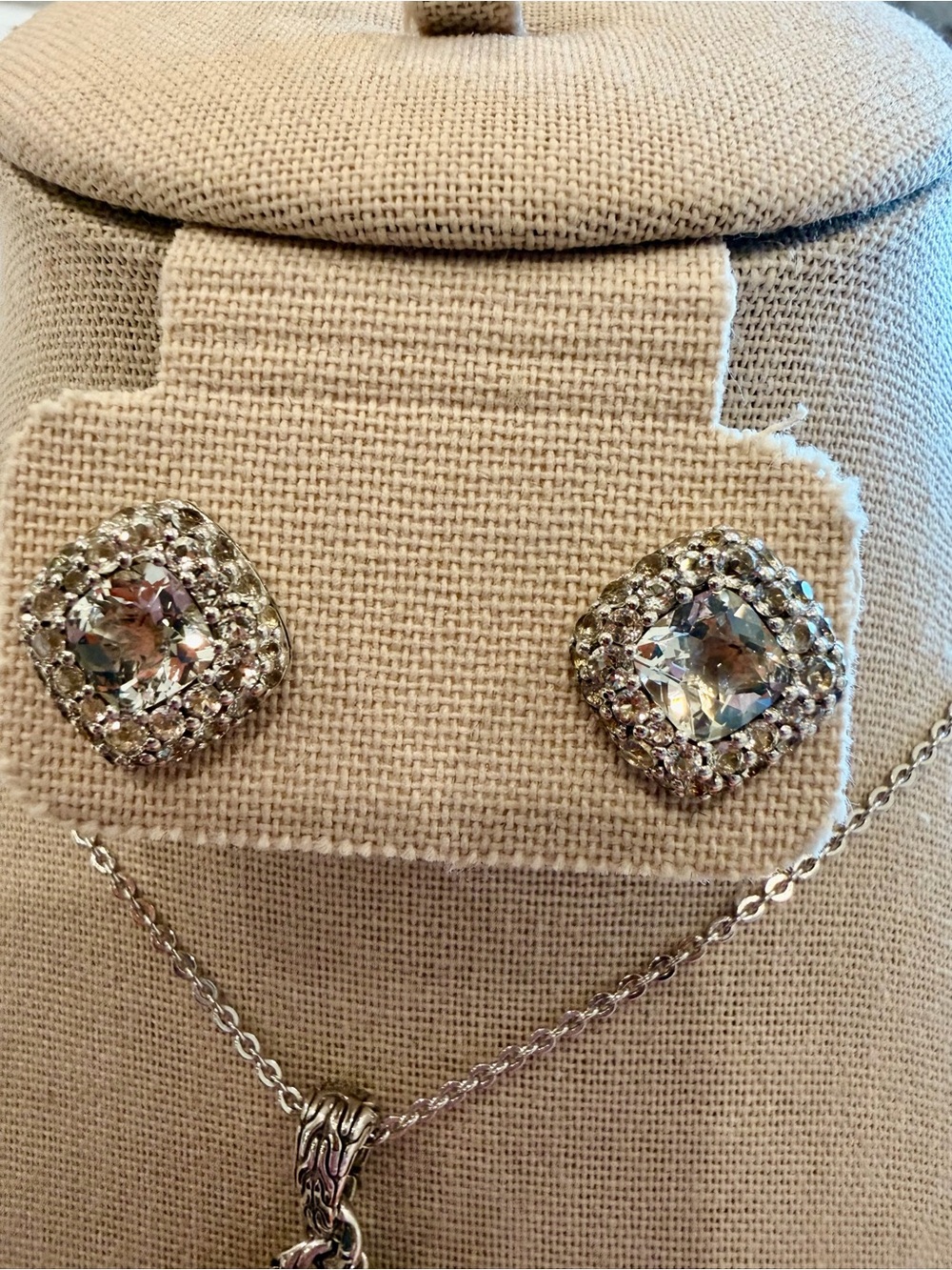 John Hardy Jewelry Set 925 Silver Topaz: earrings, ring, chain & pendant - Picture 3 of 16